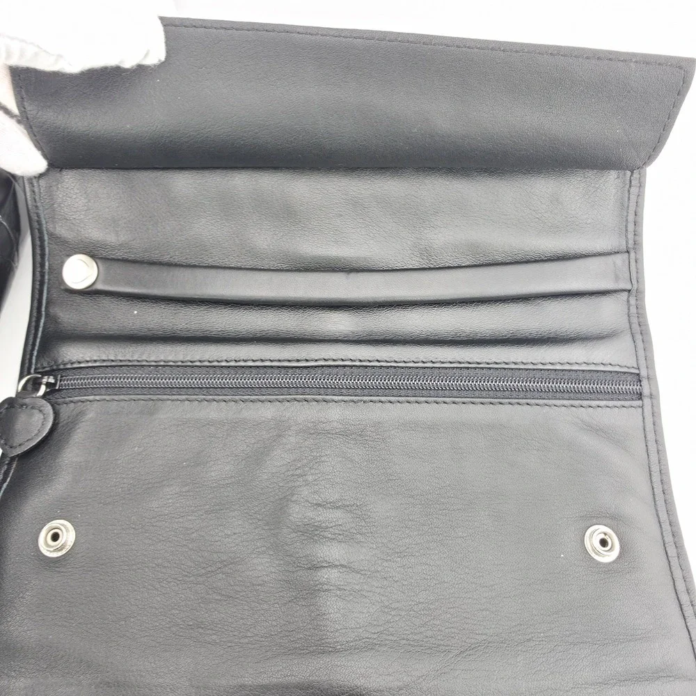 BRIGHTON Travel Jewelry Organizer Bag Roll Black Leather Heart Silver Gold Plate